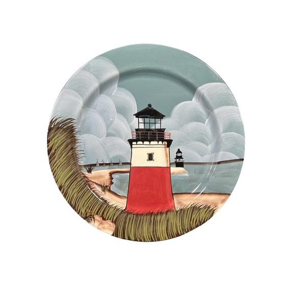 Sakura Huge "By the Sea"16" Platter - Features a Lighthouse - Hand Painted - Picture 1 of 2